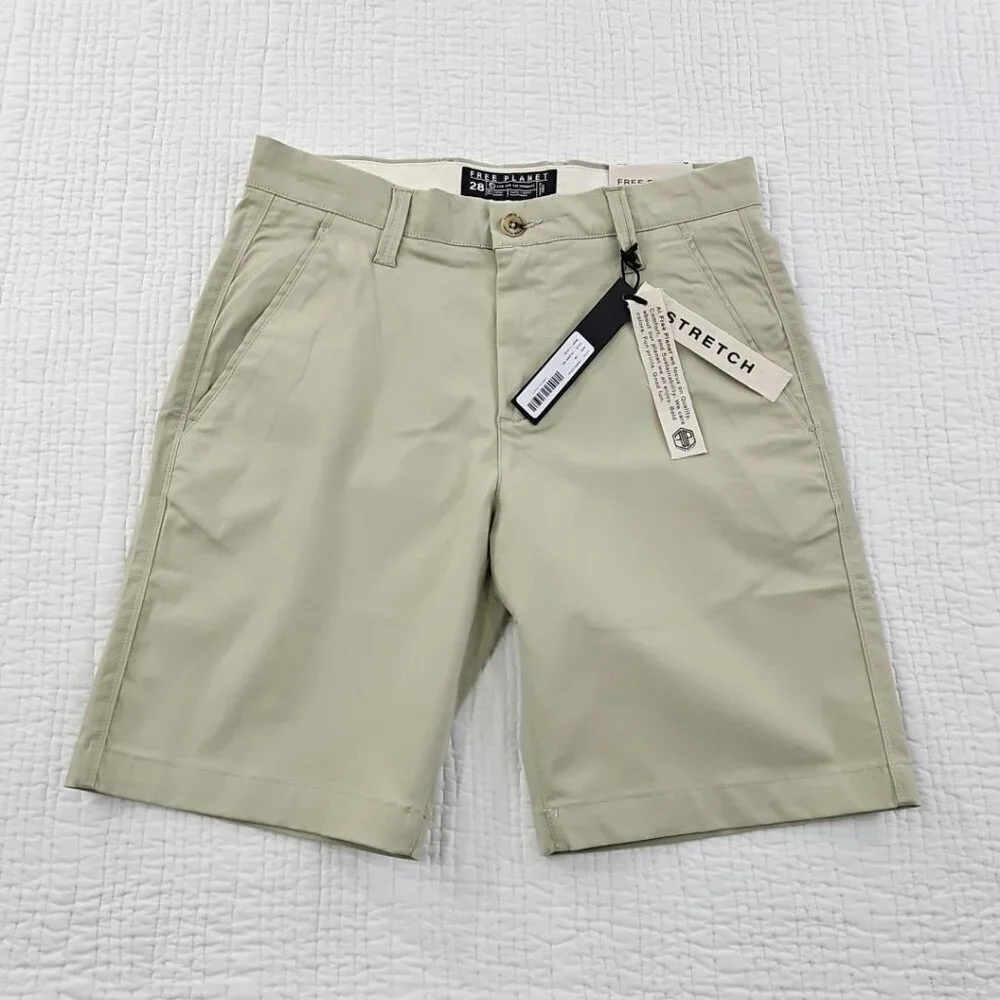 NWT‎ Free Planet Men's Stretch Chino Shorts Men's 28 Celadon Green 9